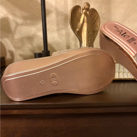 Gold Rhinestone Slide Sandals - Picture 4 of 6